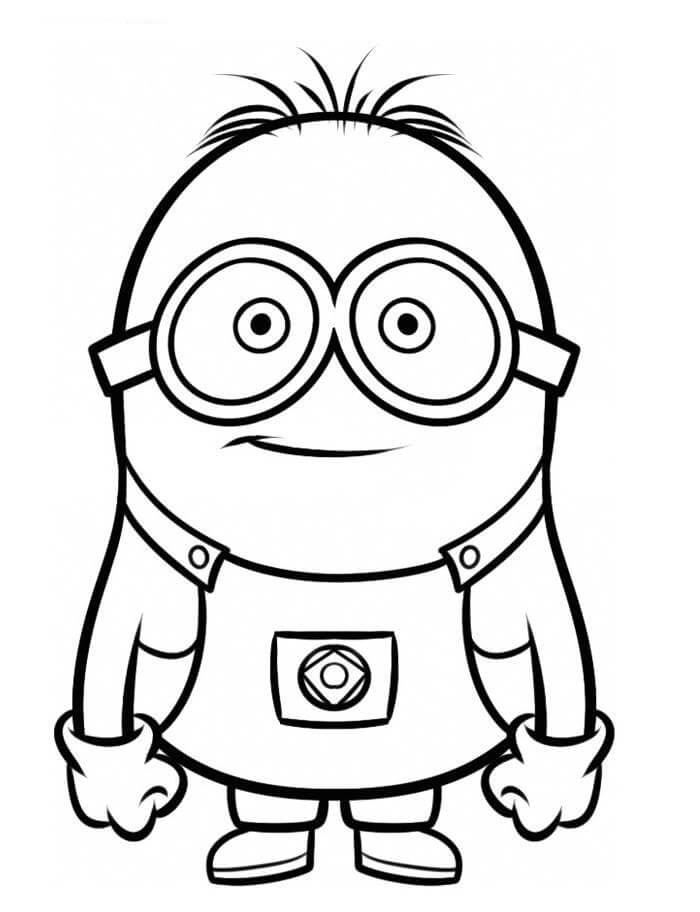 Dibujo de Minion Fácil Sonriendo para Colorear y Imprimir