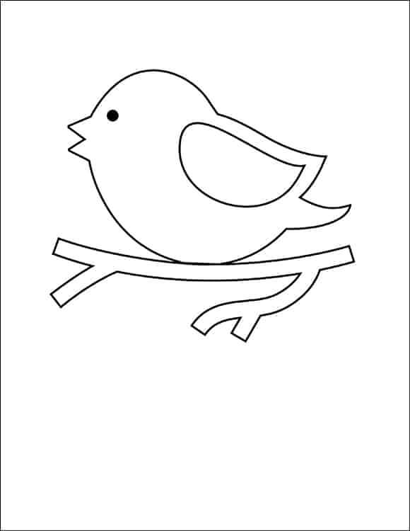 Dibujo de Pájaro Fácil para Colorear y Imprimir