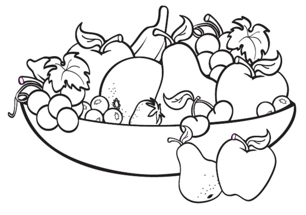 Dibujo de Plato de Frutas para Colorear y Imprimir