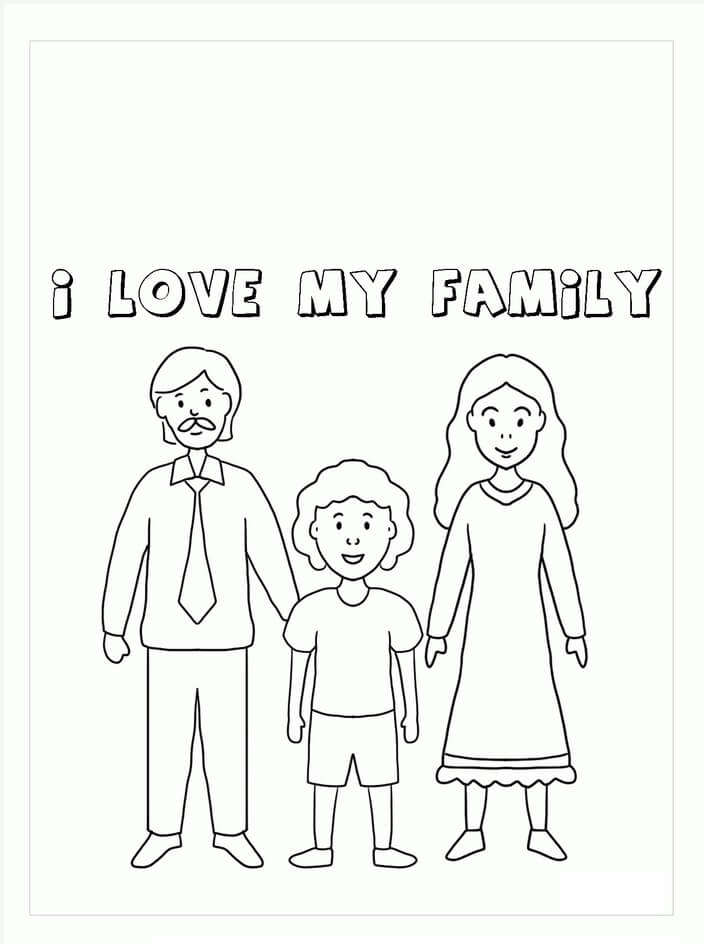 Dibujo de Amo a Mi Familia para Colorear y Imprimir