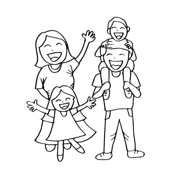 Dibujo de Buen Familia para Colorear y Imprimir