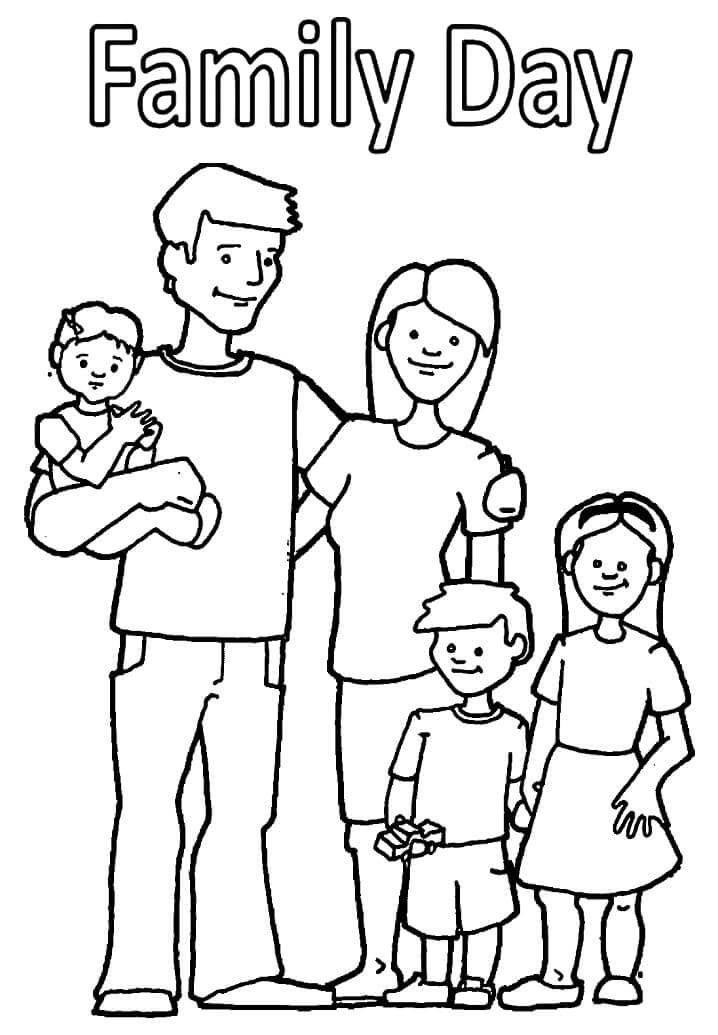 Dibujo de Día Familiar para Colorear y Imprimir