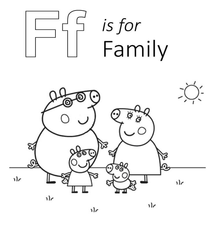 Dibujo de F Es para La Familia para Colorear y Imprimir