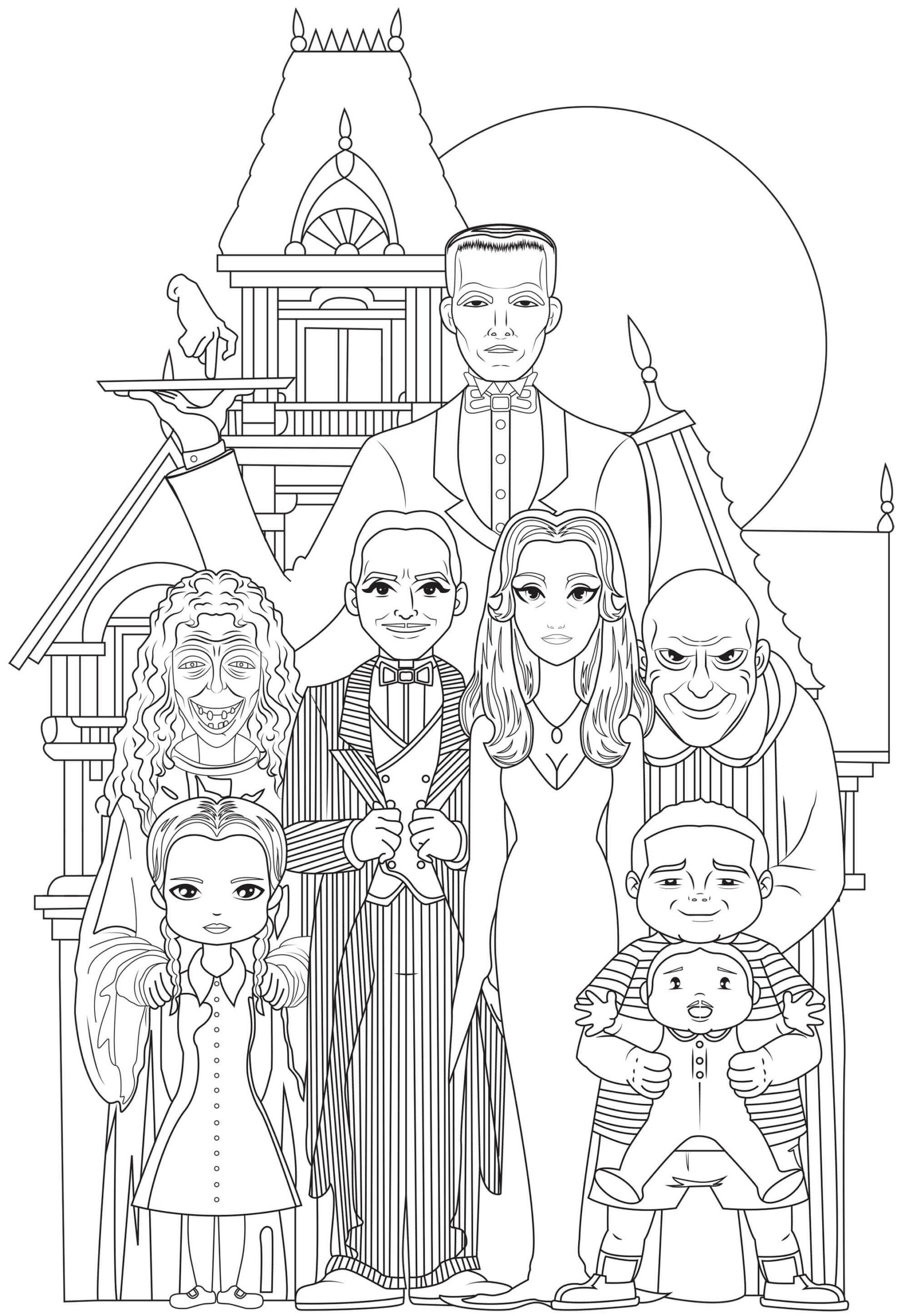 Dibujo de Familia Adan para Colorear y Imprimir