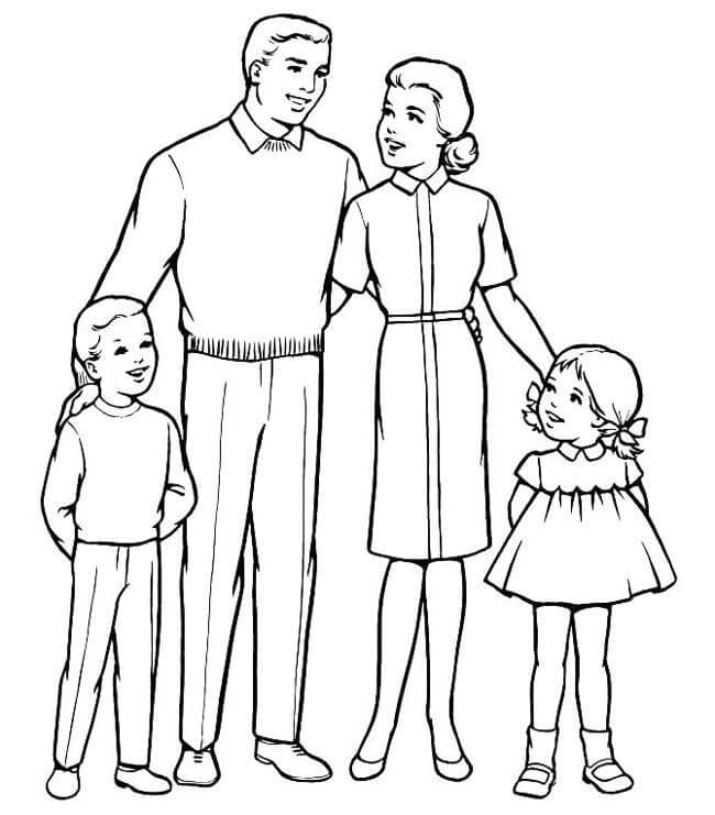 Dibujo de Familia Basíco para Colorear y Imprimir
