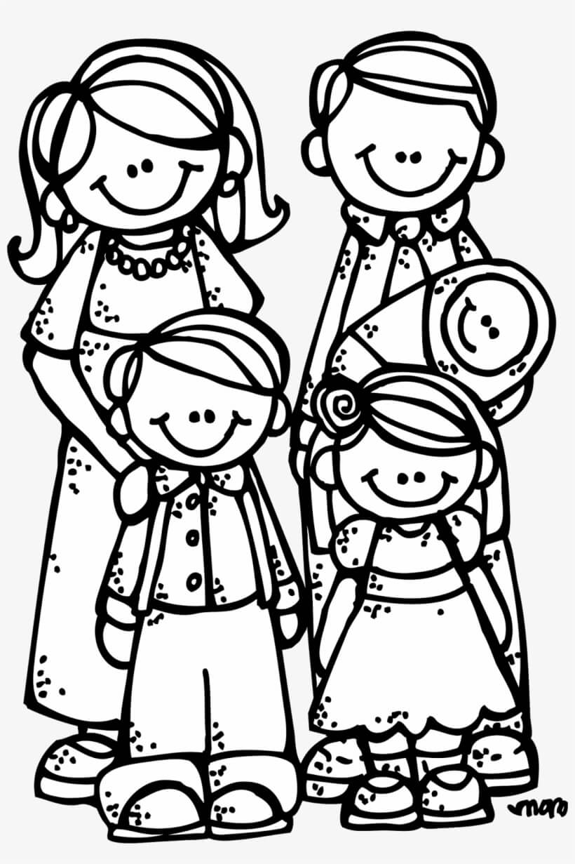 Dibujo de Familia de Dibujar a Mano para Colorear y Imprimir
