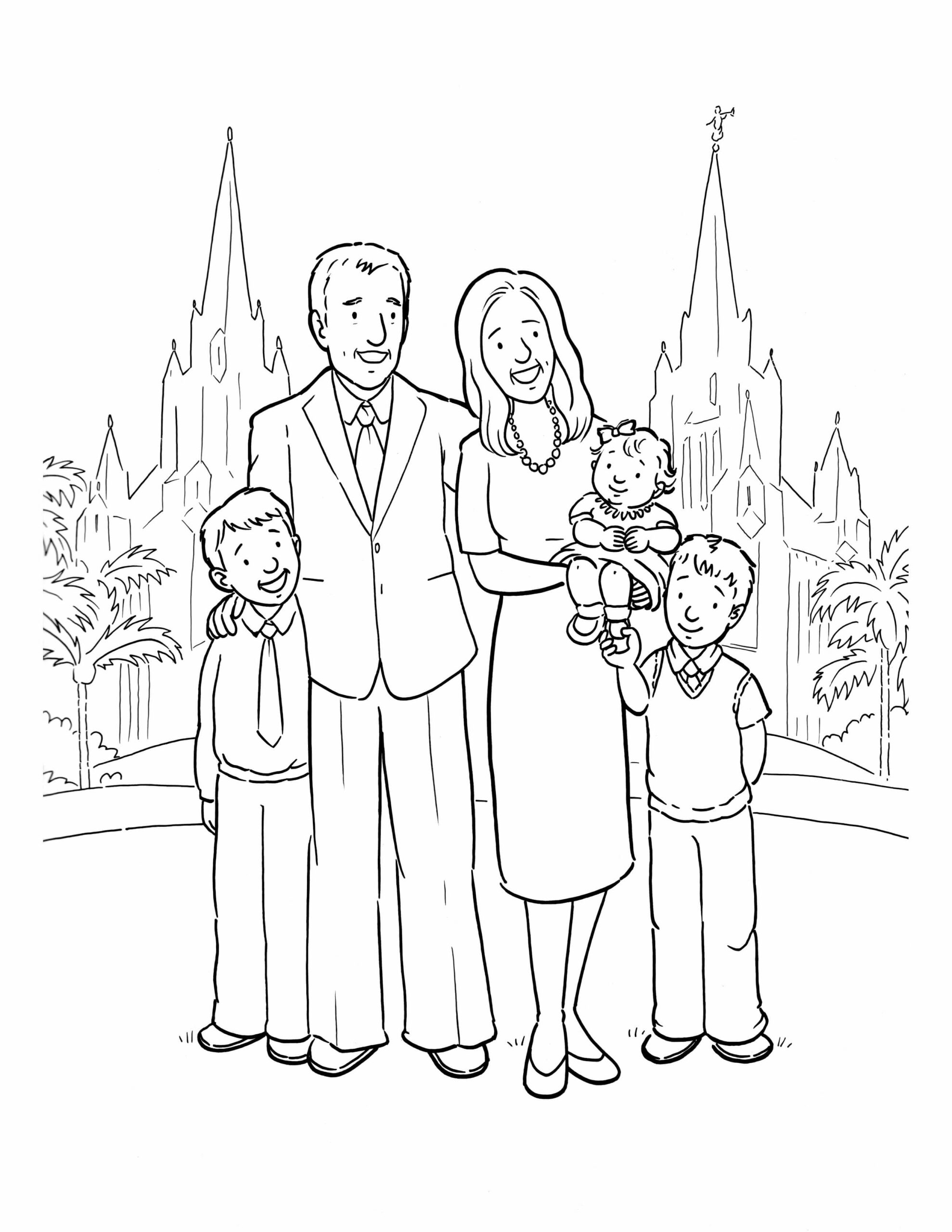 Dibujo de Gran Familia 2 para Colorear y Imprimir