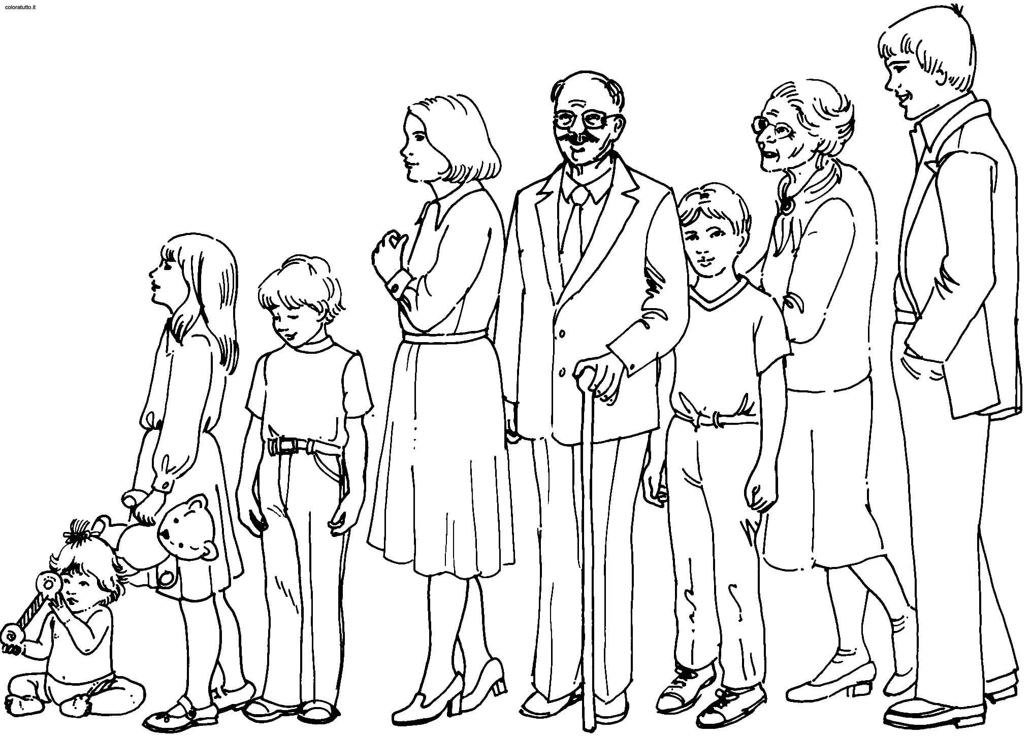 Dibujo de Gran Familia para Colorear y Imprimir