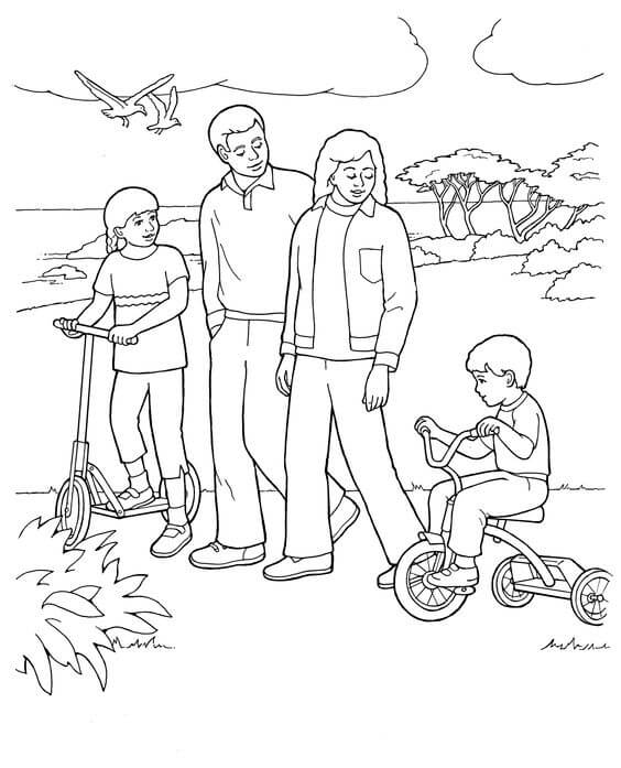 Dibujo de Impresionante Familia para Colorear y Imprimir