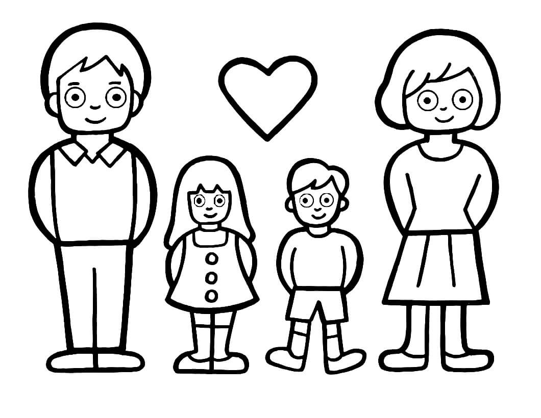 Dibujo de Lindo Familia para Colorear y Imprimir