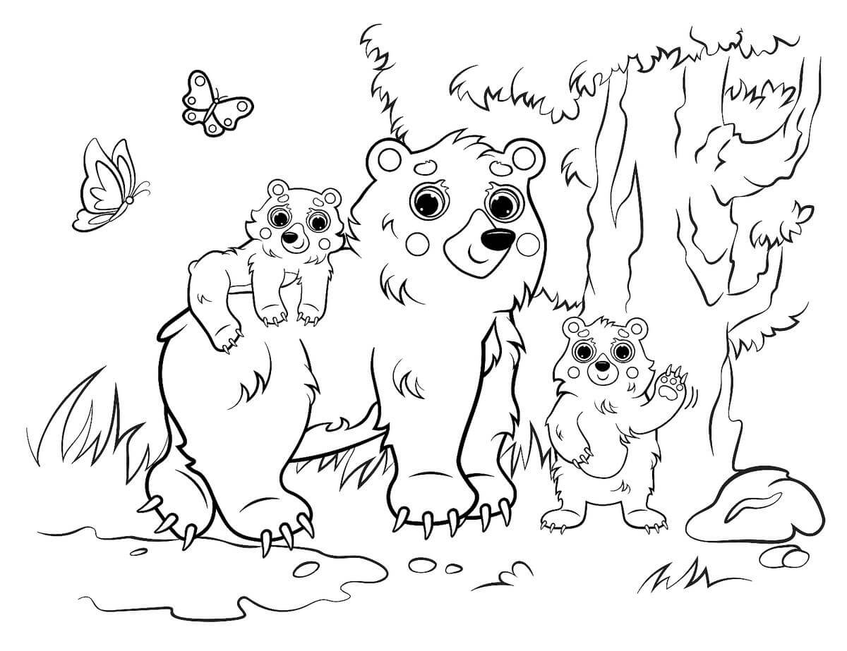 Dibujo de Oso de La Familia para Colorear y Imprimir