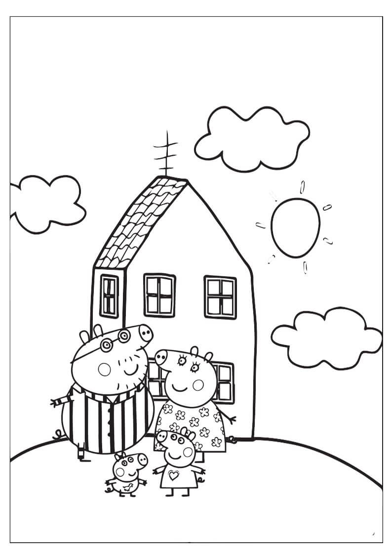 Dibujo de Peppa Pig Familia para Colorear y Imprimir