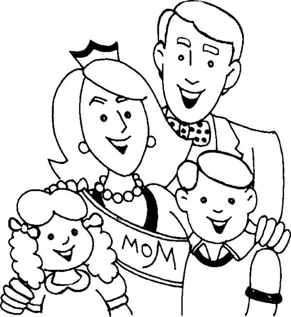 Dibujo de Retrato de Familia para Colorear y Imprimir