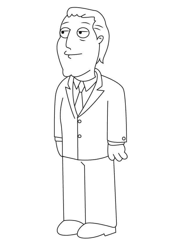 Dibujo de Alcalde Adam West Padre de Familia para Colorear y Imprimir