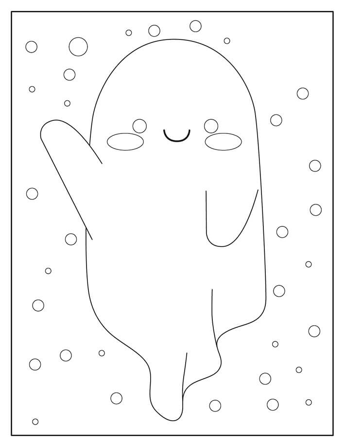 Dibujo de Adorable Fantasma para Colorear y Imprimir