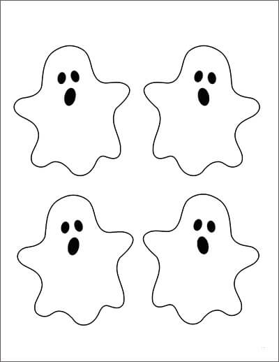 Dibujo de Cuatro Fantasmas para Colorear y Imprimir