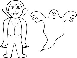 Dibujo de Drácula y Fantasma para Colorear y Imprimir