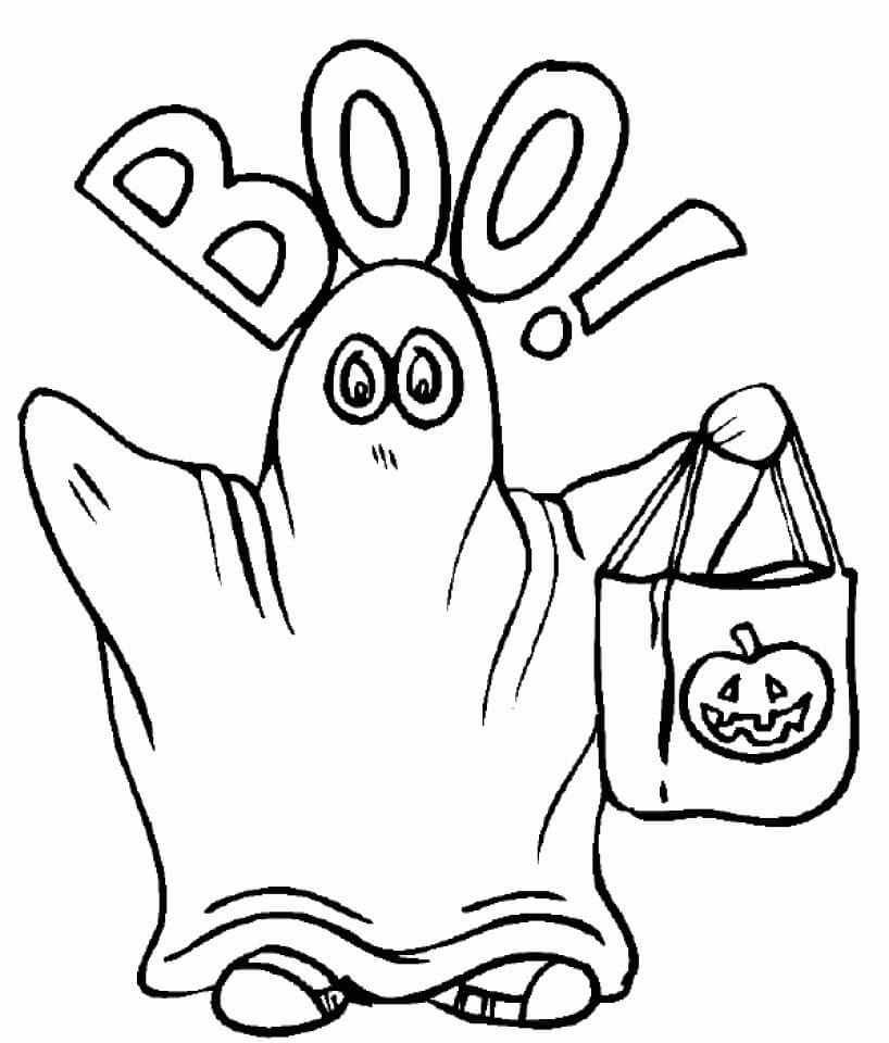 Dibujo de Fantasma de Dibujos Animados para Colorear y Imprimir