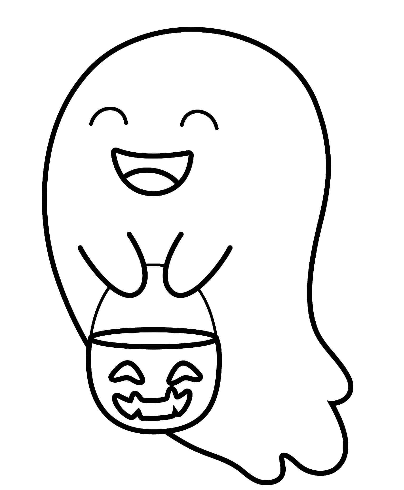Dibujo de Fantasma Divertido En Halloween para Colorear y Imprimir