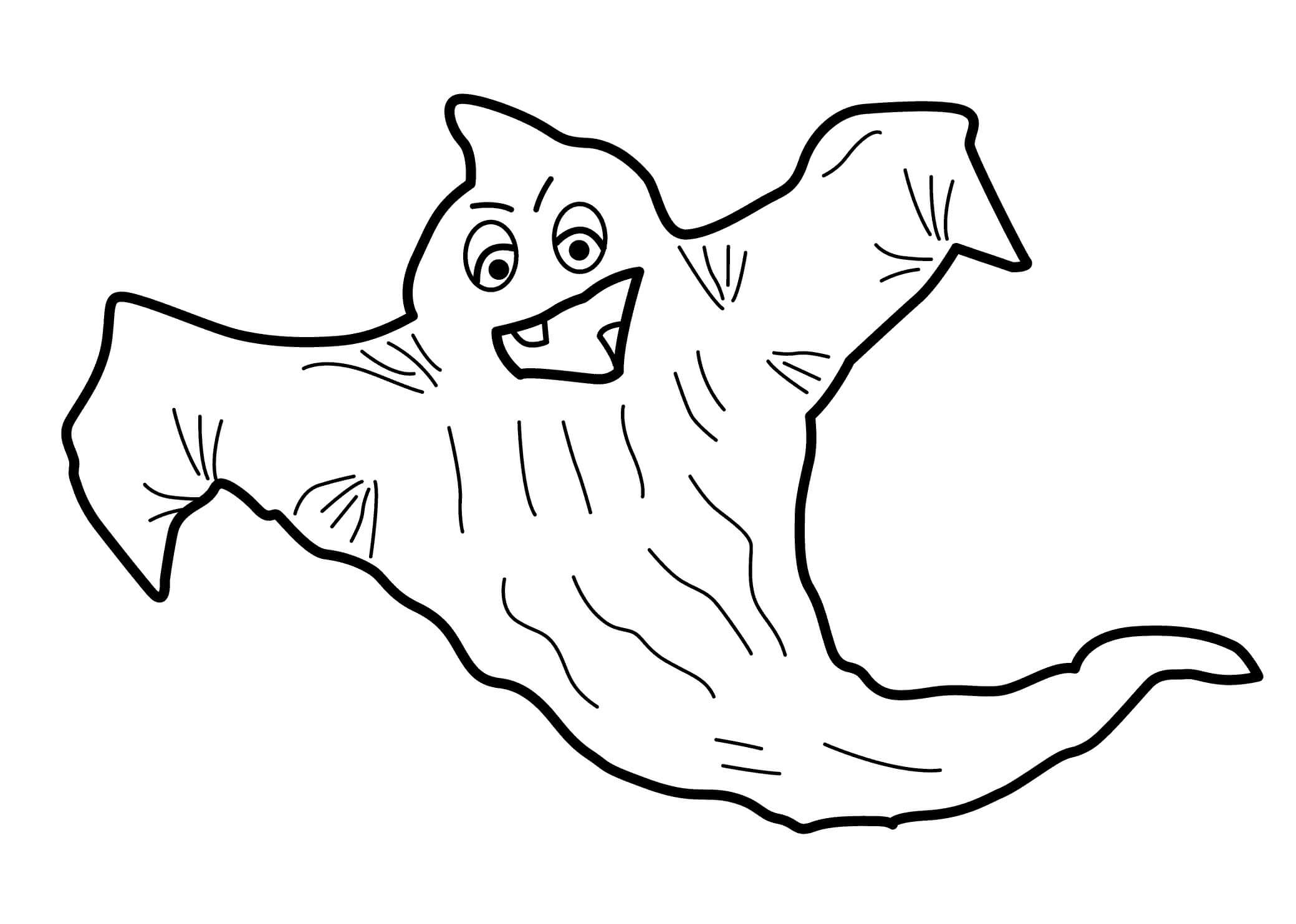 Dibujo de Fantasma Gracioso Volando para Colorear y Imprimir