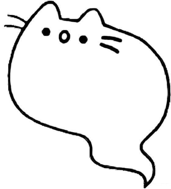 Dibujo de Fantasma Pusheen para Colorear y Imprimir