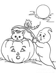 Dibujo de Fantasma y Calabaza para Colorear y Imprimir