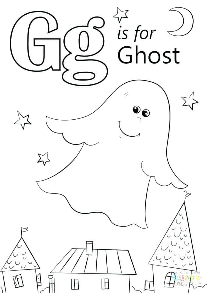 Dibujo de G Es para Fantasma para Colorear y Imprimir