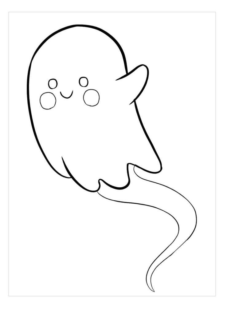Dibujo de Lindo Fantasma Volando para Colorear y Imprimir