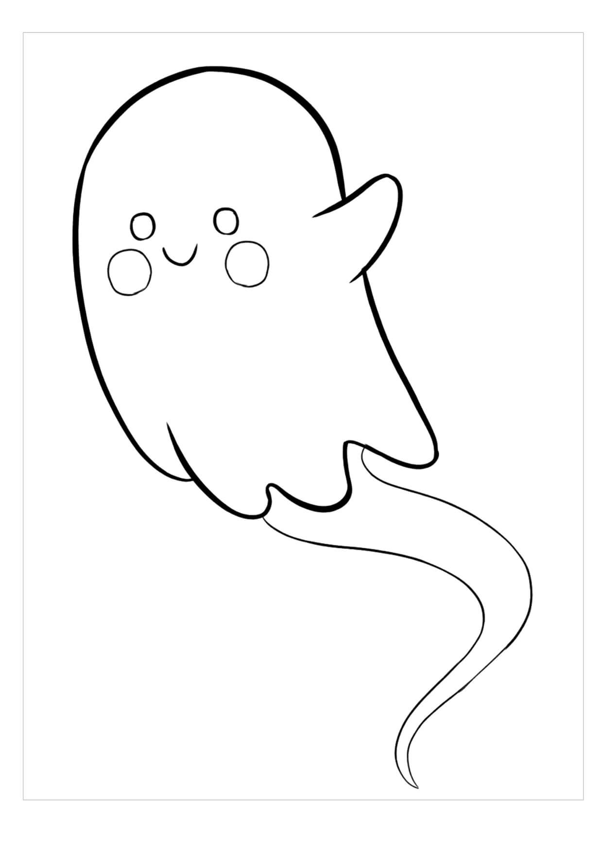 Dibujo de Lindo Fantasma Volando para Colorear y Imprimir