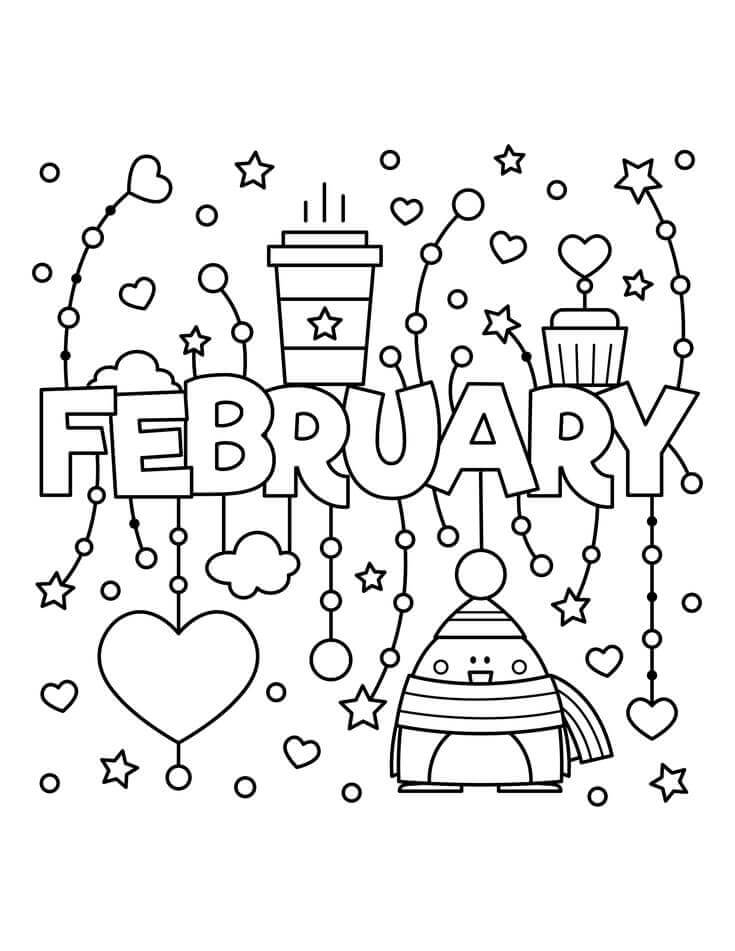 Dibujo de 4 de Febrero para Colorear y Imprimir
