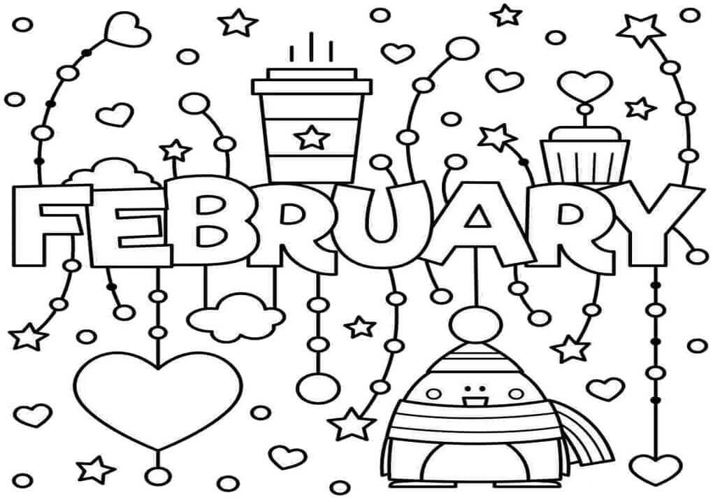 Dibujo de 8 de Febrero para Colorear y Imprimir