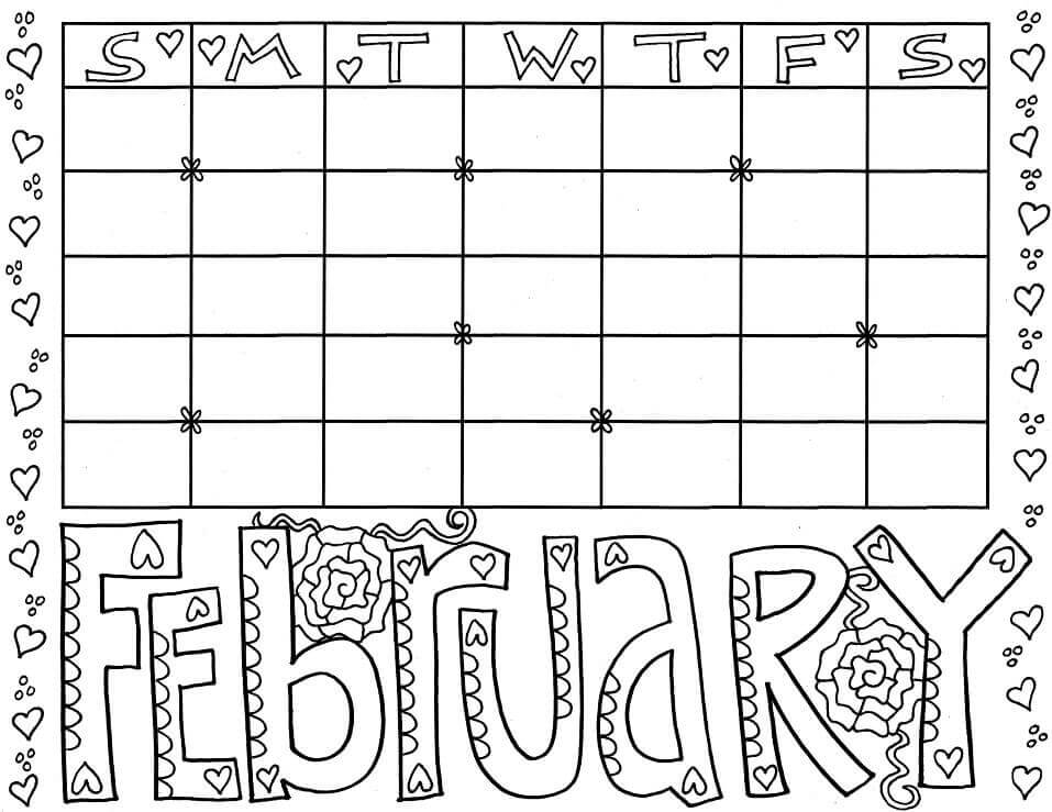Dibujo de 9 de Febrero para Colorear y Imprimir