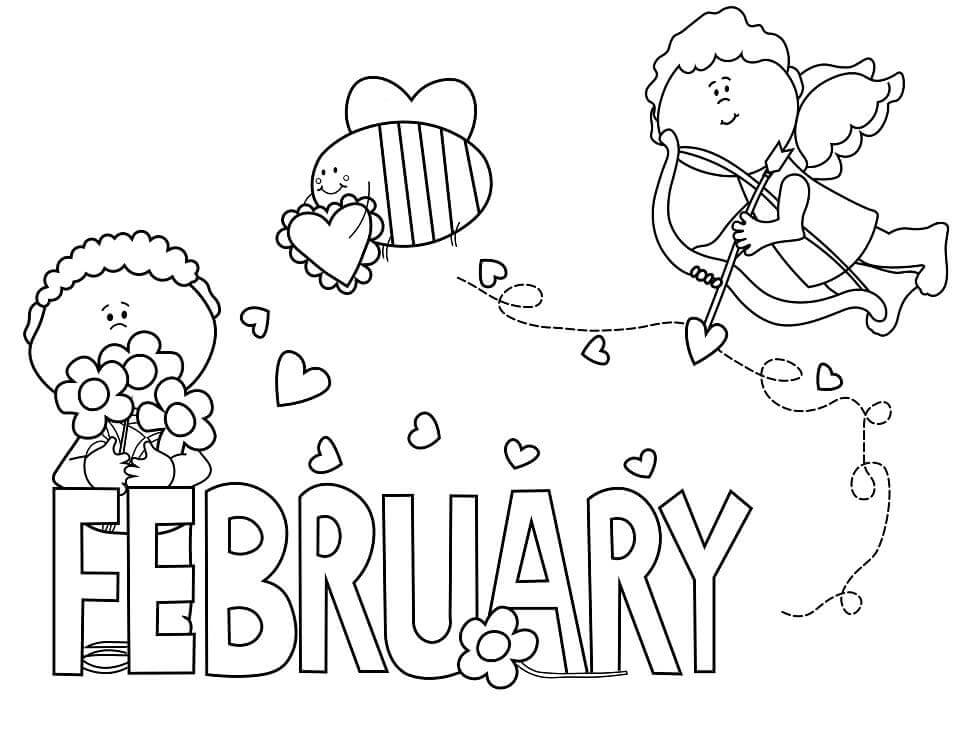 Dibujo de Adorable Febrero para Colorear y Imprimir