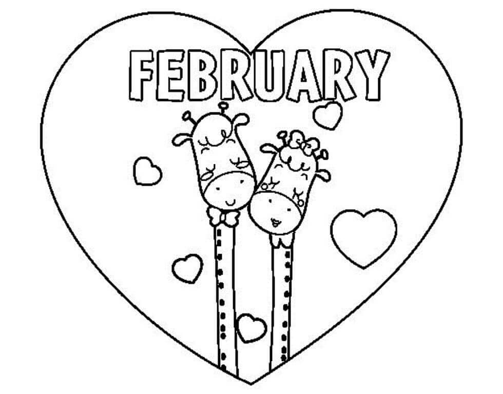 Dibujo de Amor Febrero para Colorear y Imprimir