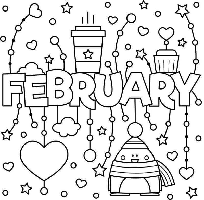 Febrero para Colorear