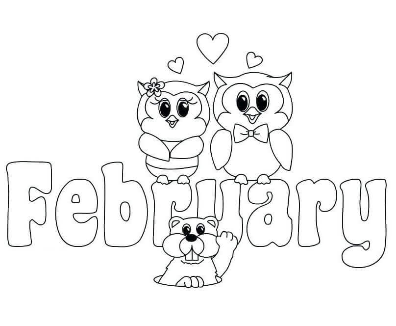 Dibujo de Precioso Febrero para Colorear y Imprimir
