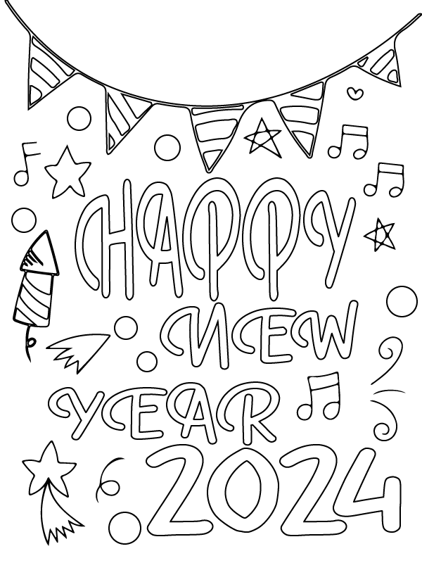 Dibujo de 2024 Celebration Free Coloring Page para Colorear y Imprimir
