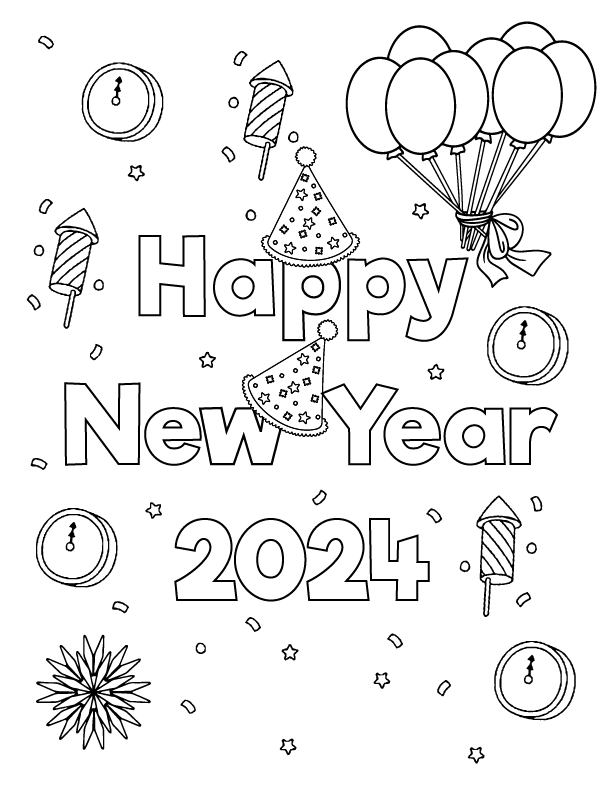 Dibujo de Celebratory 2024 Printable Coloring Page para Colorear y Imprimir
