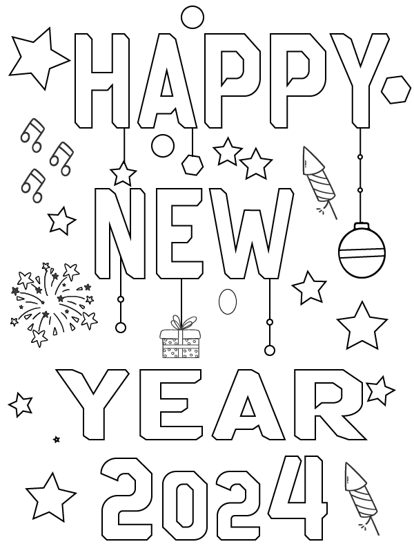 Dibujo de Colorful Start Free 2024 Coloring Page para Colorear y Imprimir