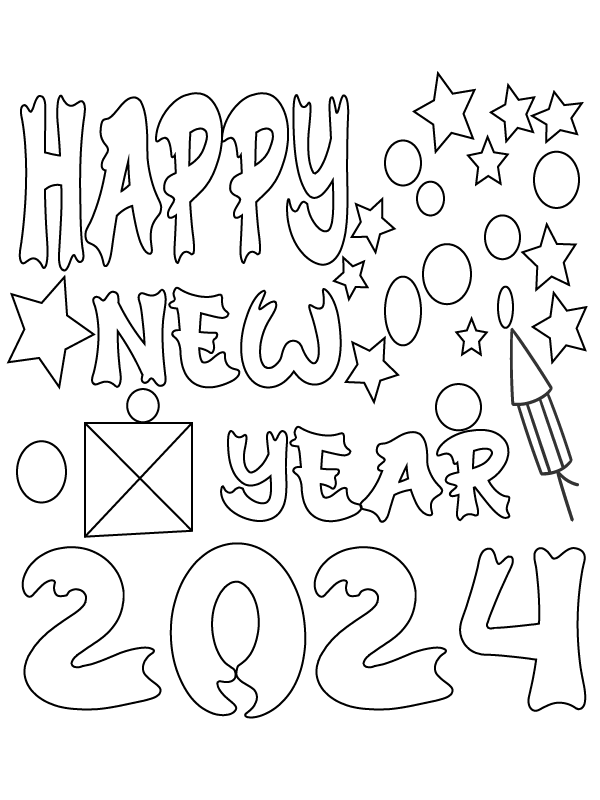 Dibujo de Festive 2024 Free Coloring Page para Colorear y Imprimir