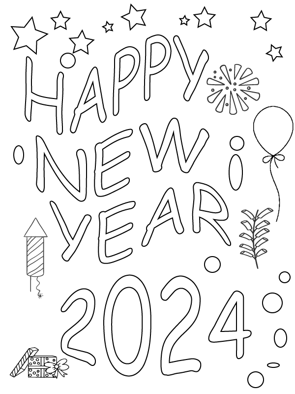 Dibujo de Free Coloring Page Sparkling 2024 para Colorear y Imprimir