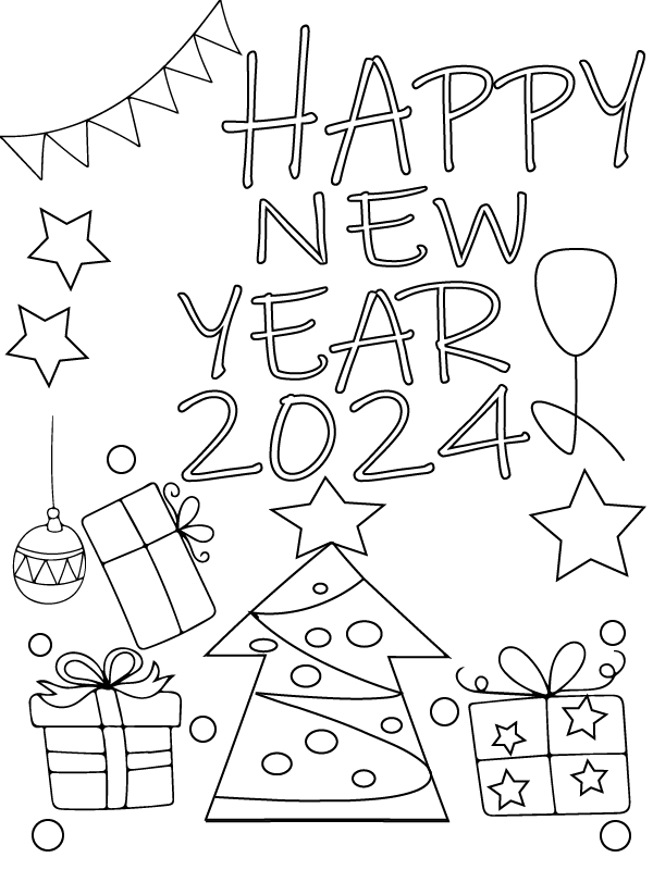 Dibujo de Free New Year Printable Coloring Page para Colorear y Imprimir