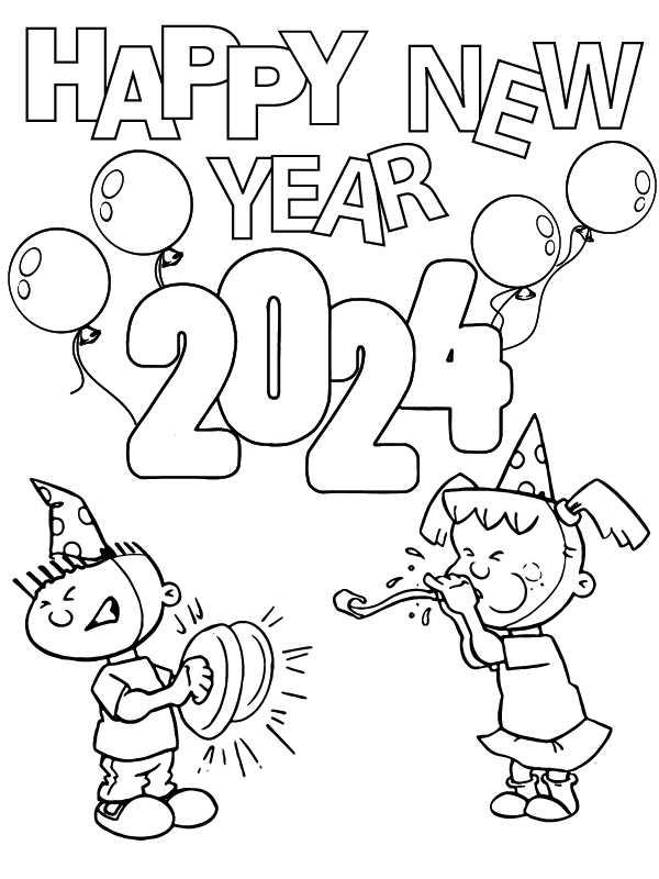 Dibujo de New Years Free Coloring Printable Page para Colorear y Imprimir