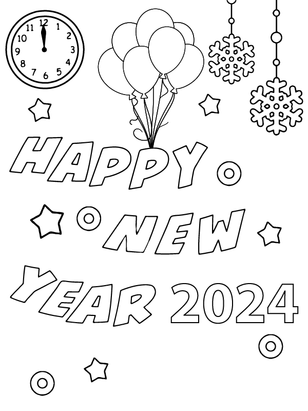 Dibujo de Printable Cheers To 2024 Coloring Page para Colorear y Imprimir