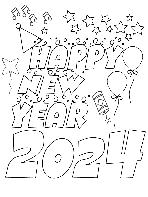 Dibujo de Printable New Year Cheer For Coloring Page para Colorear y Imprimir