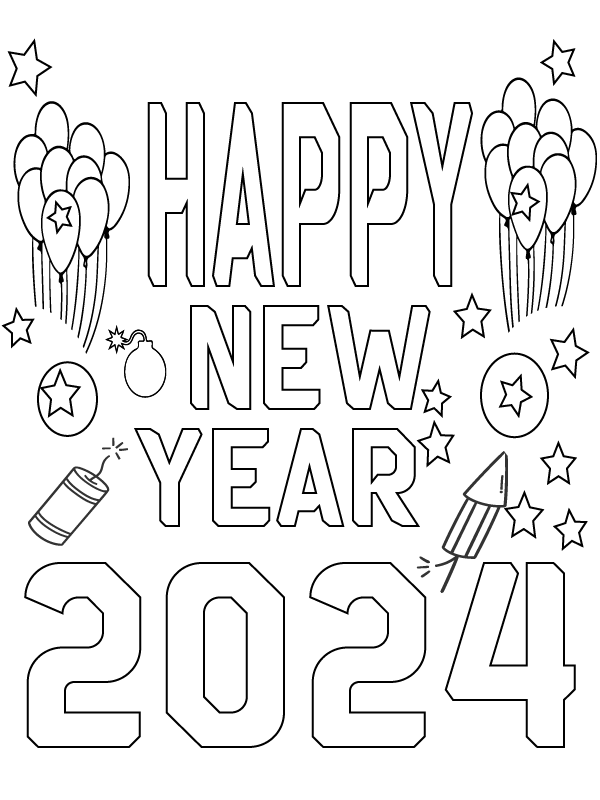 Dibujo de Printable New Years Delight For Coloring Page para Colorear y Imprimir