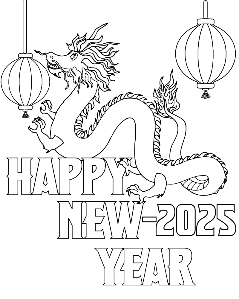 Dibujo de Chinese New Year Free Easy Coloring Page para Colorear y Imprimir