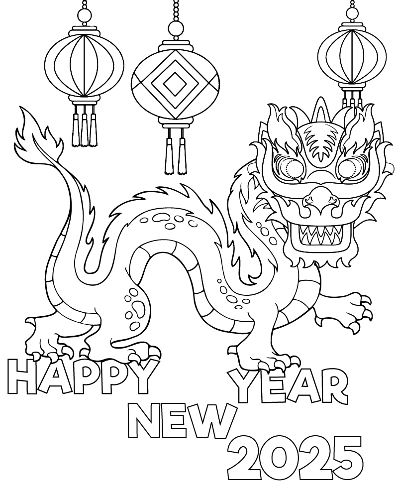 Dibujo de Dragón Chinese New Year Coloring Page para Colorear y Imprimir