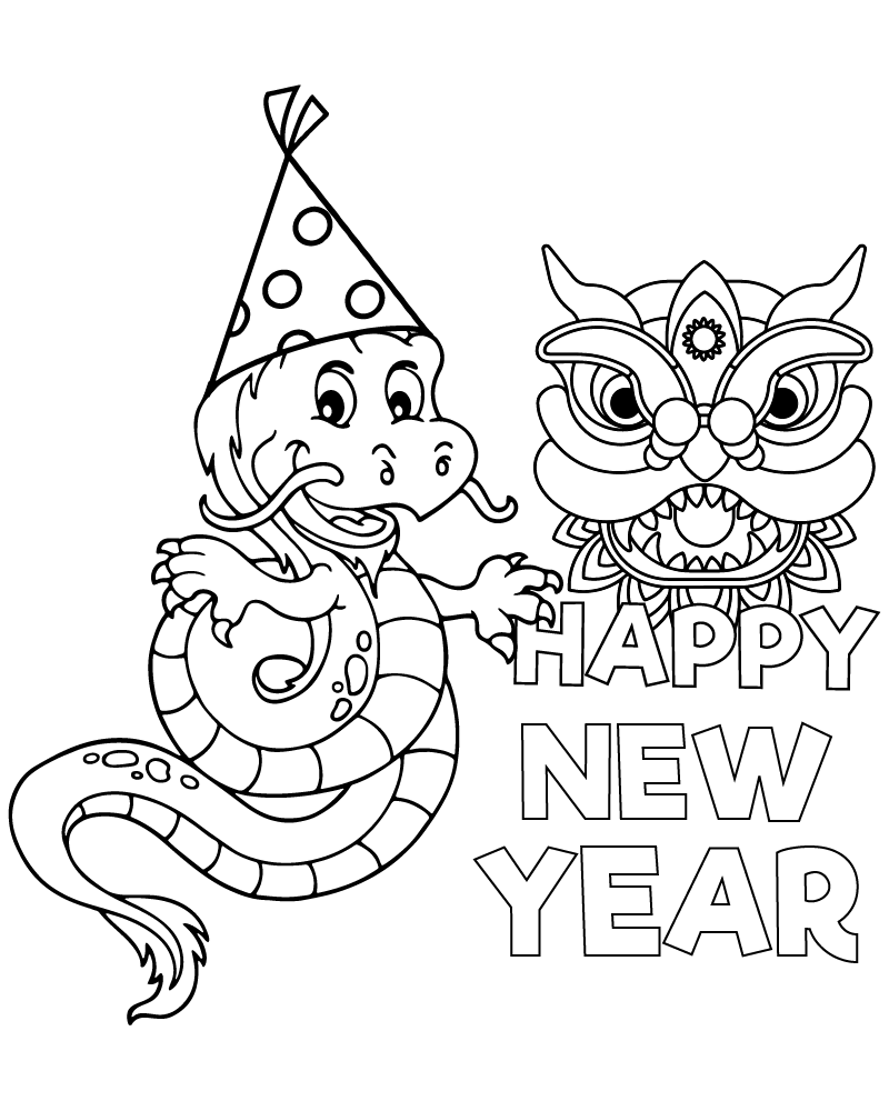 Dibujo de Happy Lunar New Year Coloring Page para Colorear y Imprimir