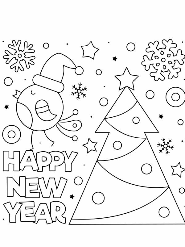 Dibujo de Dise o de ¡Feliz a o Nuevo P Gina para Colorear para Colorear y Imprimir
